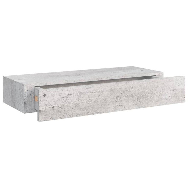 Dulap de perete cu sertar, gri beton, 60x23,5x10 cm, MDF