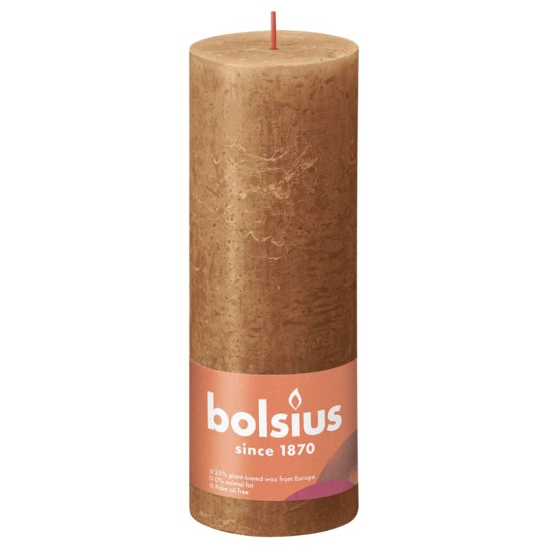 Bolsius Lumânări bloc rustice Shine, 4 buc., maro condiment, 190x68 mm