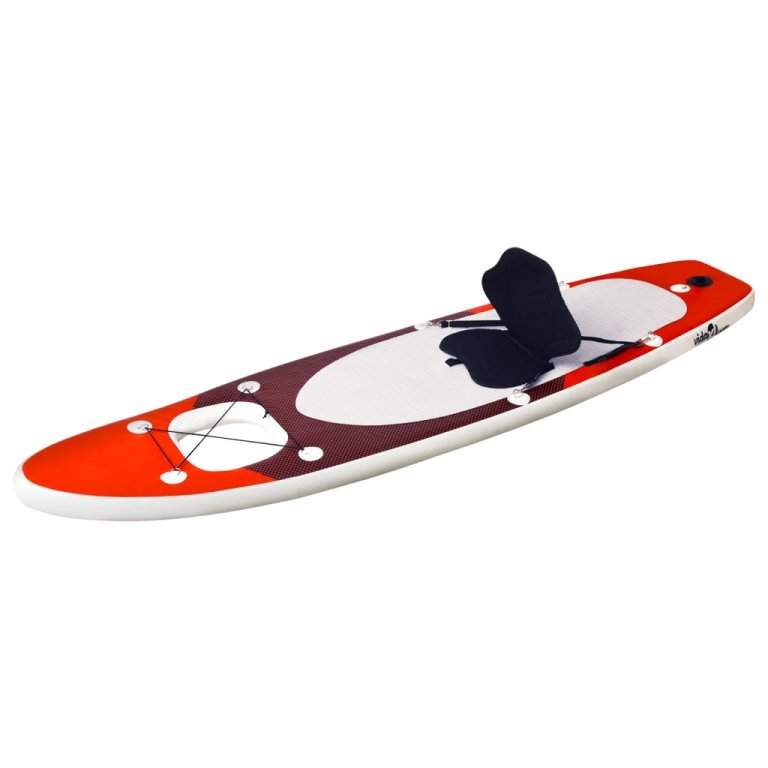 Set placă paddleboarding gonflabilă, roşu, 300x76x10 cm