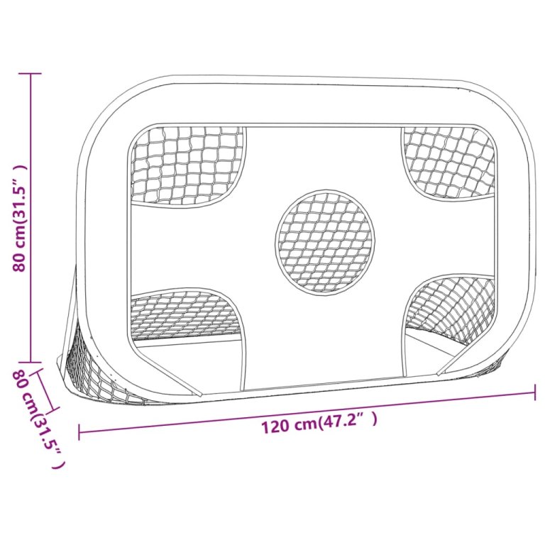 Plasă de poartă de fotbal cu țintă 120x80x80 cm poliester