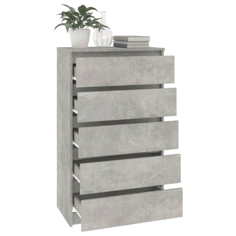 Dulap cu sertare, gri beton, 60x36x103 cm, lemn prelucrat