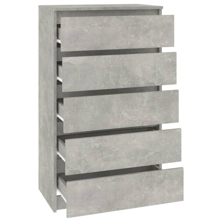 Dulap cu sertare, gri beton, 60x36x103 cm, lemn prelucrat