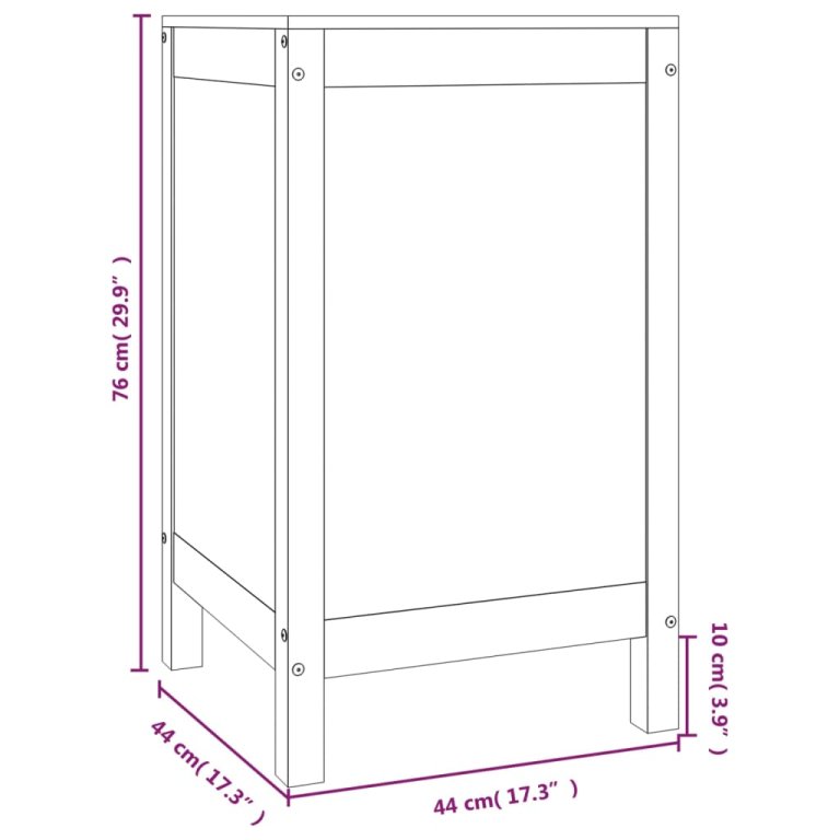 Cutie de rufe, negru, 44x44x76 cm, lemn masiv de pin