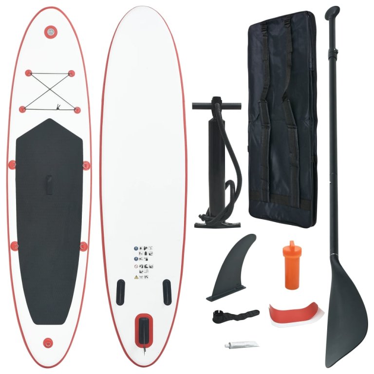 Set placă stand up paddle SUP surf gonflabilă, roșu și alb