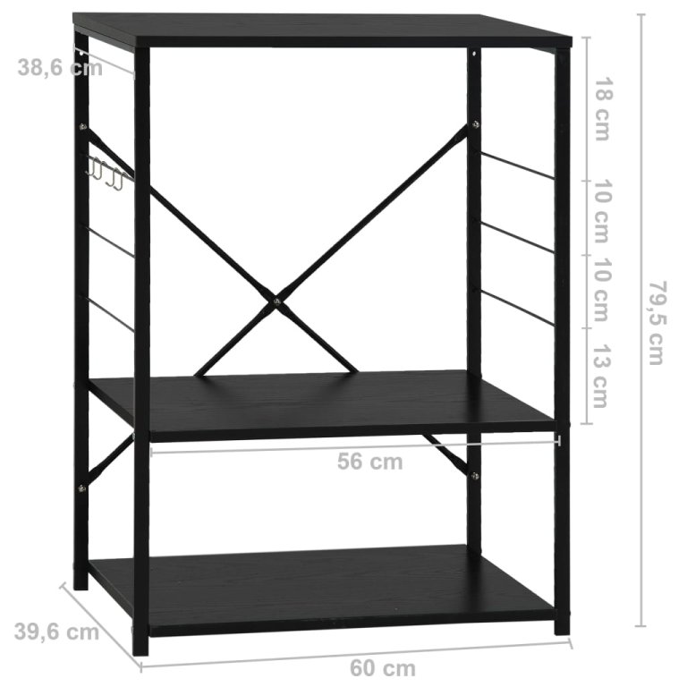 Dulap cuptor microunde, negru, 60x39,6x79,5 cm, lemn prelucrat