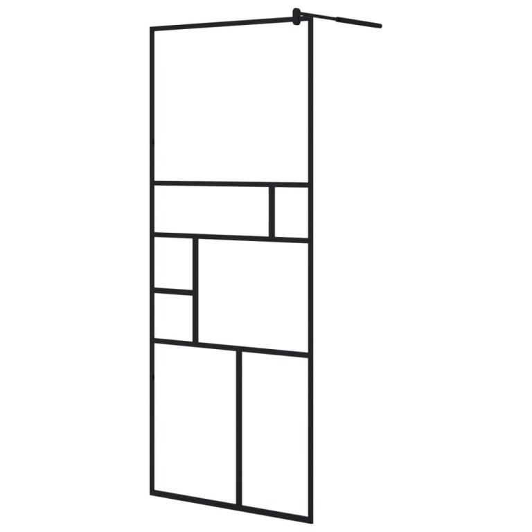 Paravan de duș walk-in negru 80x195 cm sticlă ESG transparentă