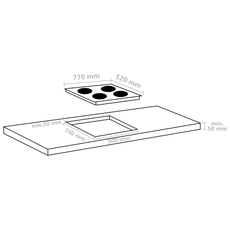 Plită inducție 4 arzătoare control tactil, sticlă 77 cm 7000 W