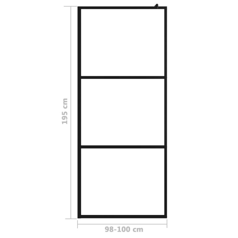 Paravan duș walk-in, negru, 100x195 cm, sticlă ESG transparentă