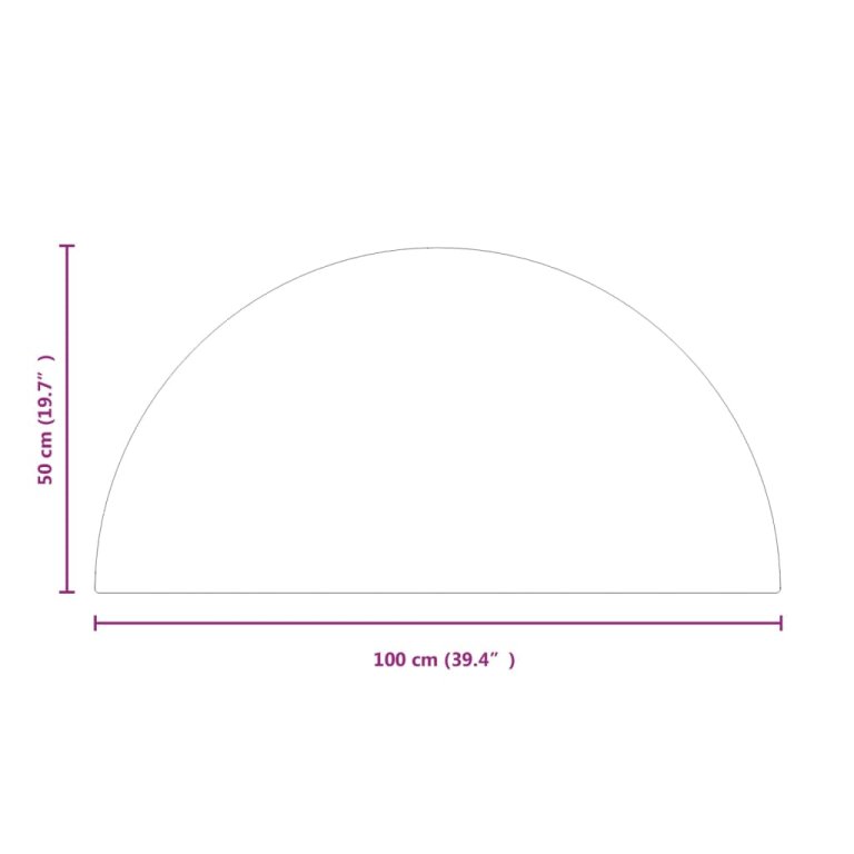 Placă de sticlă pentru șemineu, semi-rotundă, 1000x500 mm