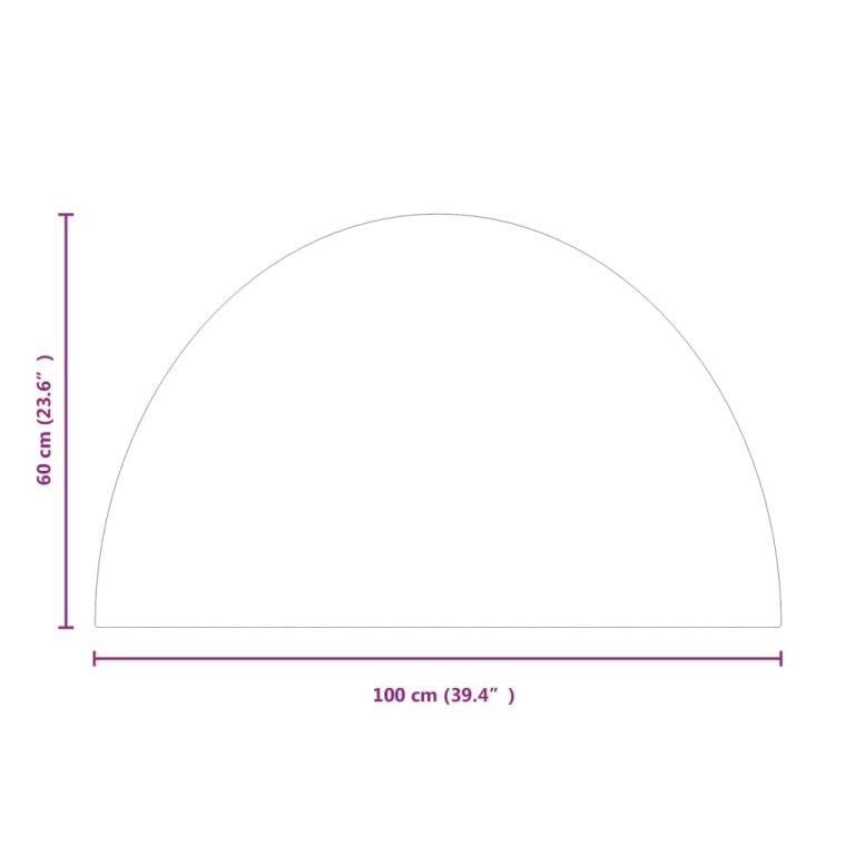 Placă de sticlă pentru șemineu, semi-rotundă, 1000x600 mm