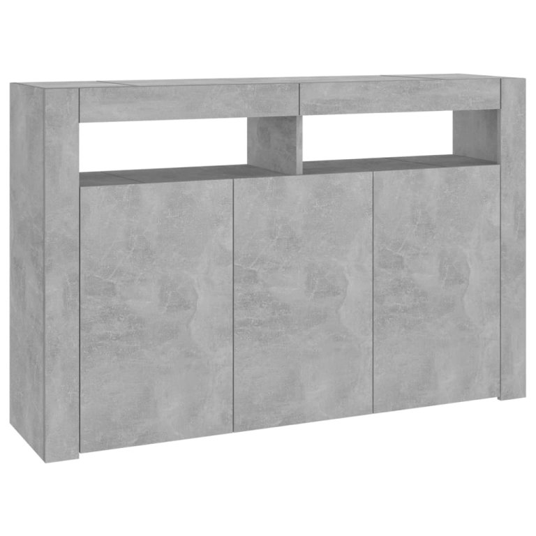 Servantă cu lumini LED,gri beton, 115,5x30x75 cm