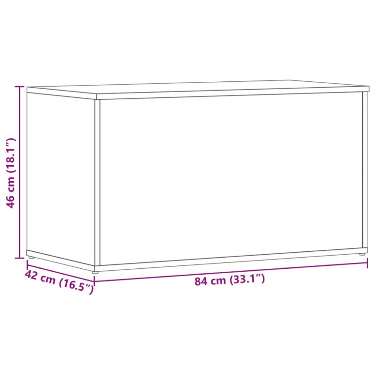 Cufăr de depozitare, gri beton, 84x42x46 cm, lemn compozit