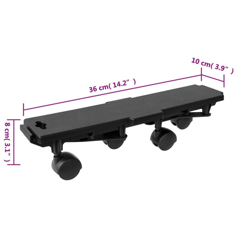 Cărucioare transport 4 roți 2 buc, negru, 170 kg, polipropilenă