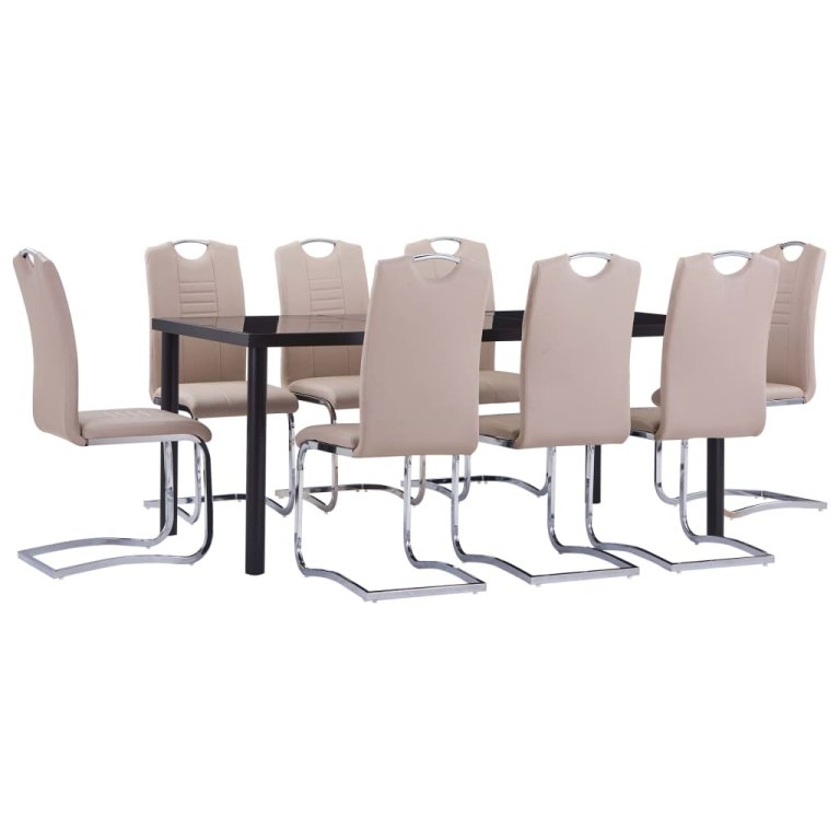 Set mobilier bucătărie, 9 piese, cappuccino, piele ecologică