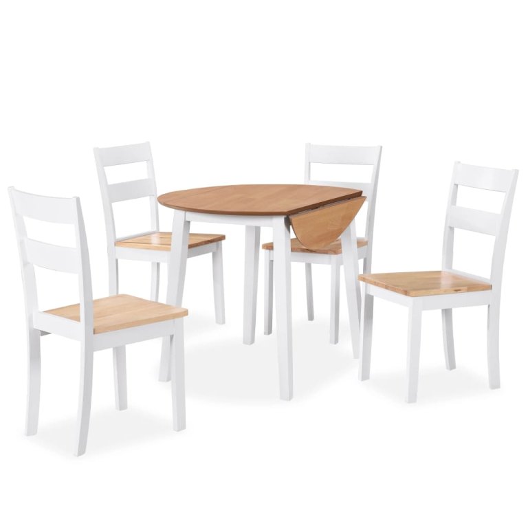 Set mobilier de bucătărie, 5 piese, MDF și lemn de hevea, alb