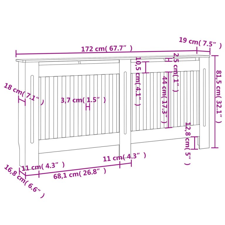 Mască pentru calorifer, antracit, 172 x 19 x 81,5 cm, MDF