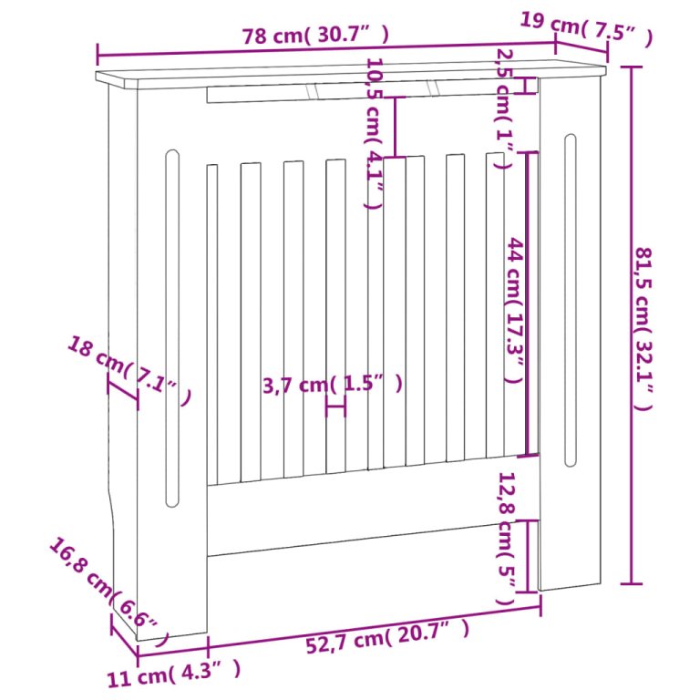 Mască pentru calorifer, negru, 78 cm, MDF