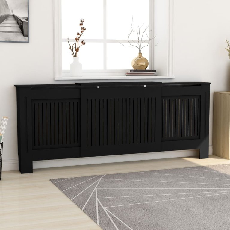 Mască pentru calorifer, negru, 205 cm, MDF