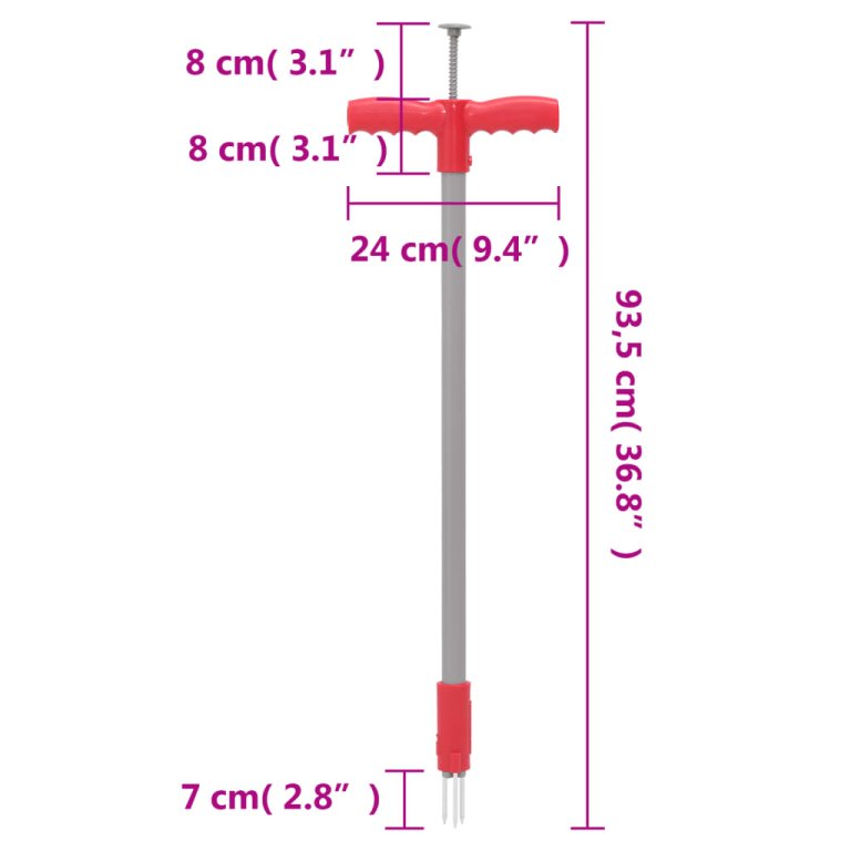 Dispozitiv de eliminat buruieni, roșu și gri, 93,5 cm, oțel