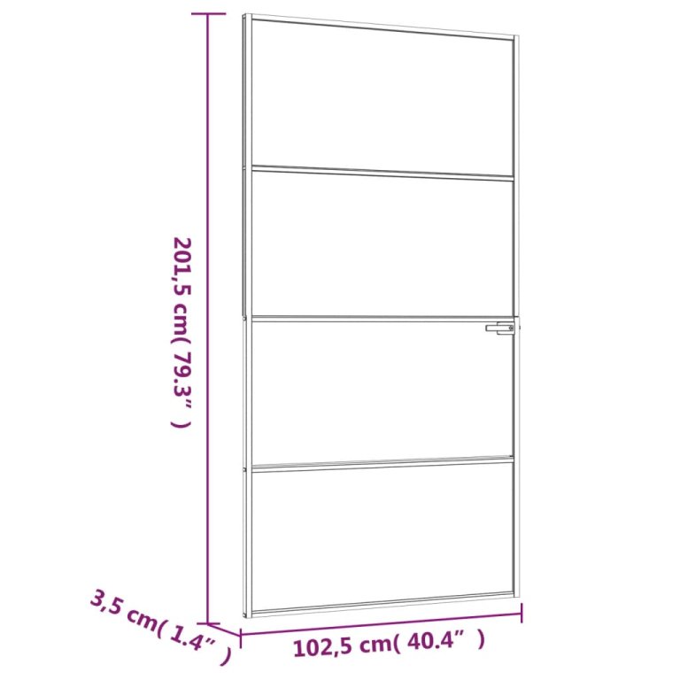 Ușă de interior negru 102x201,5cm sticlă securiz./aluminiu slim