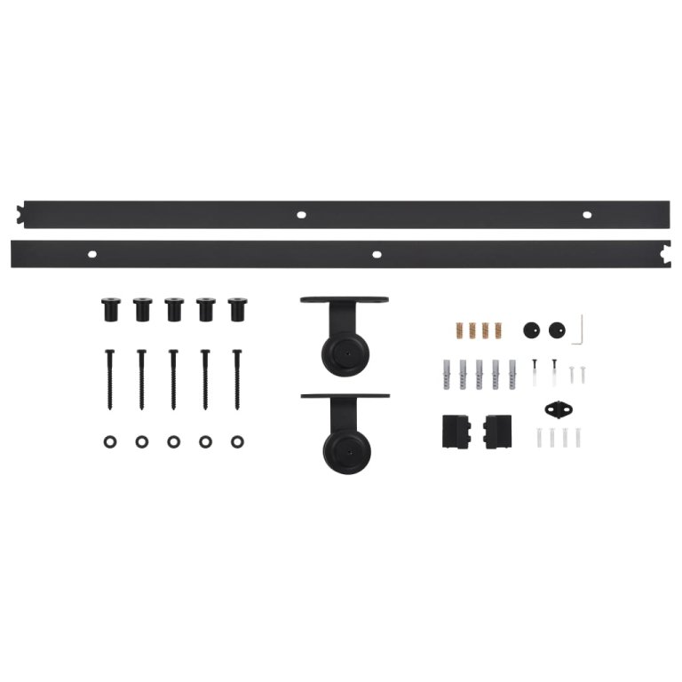 Set feronerie pentru uși glisante SKIEN, negru, 200 cm, oțel