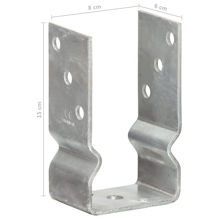 Ancore de gard, 6 buc., argintiu, 8x6x15 cm, oțel galvanizat