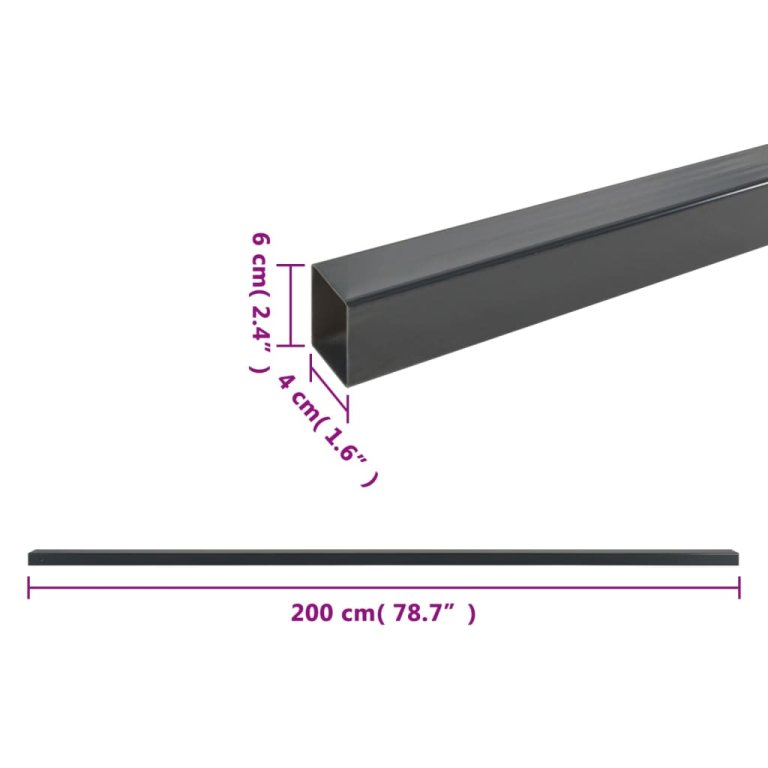 Stâlpi gard de grădină, 10 buc., gri, 200 cm, oțel