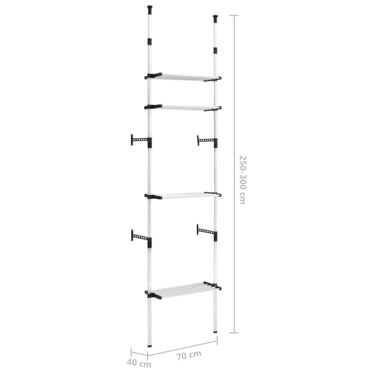 Sistem de șifonier telescopic cu rafturi, aluminiu