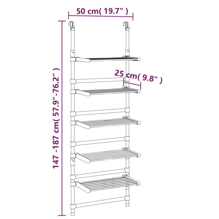 Suport de uscare rufe suspendat, 5 niveluri, aluminiu