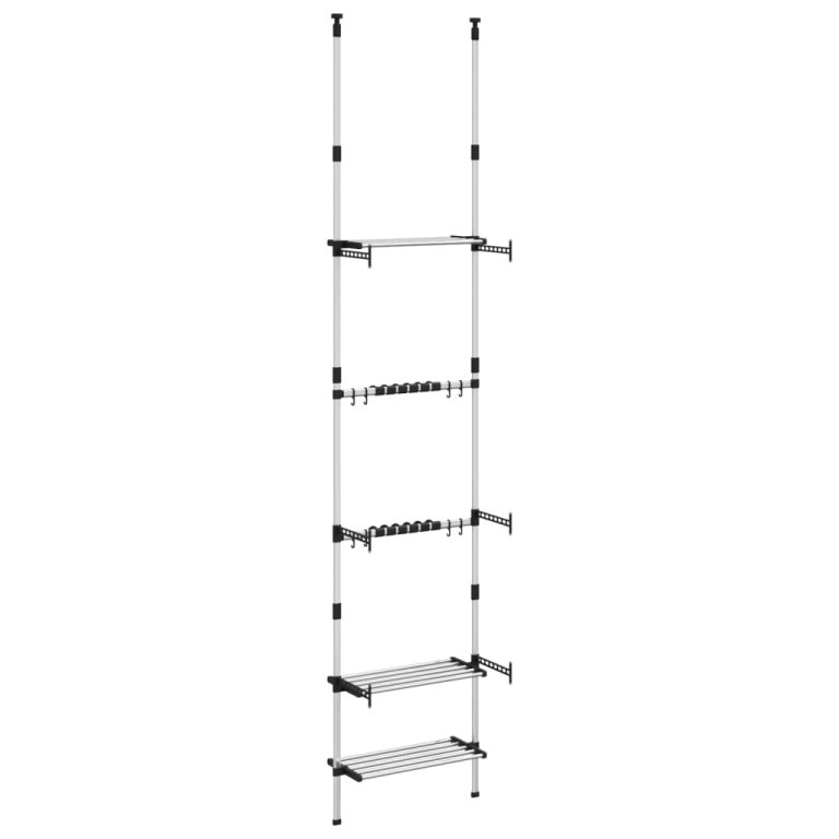 Raft telescopic de grădină cu 3 rafturi, argintiu, aluminiu