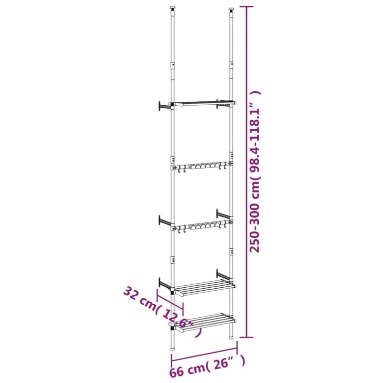 Raft telescopic de grădină cu 3 rafturi, argintiu, aluminiu