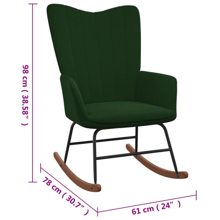 Scaun balansoar, verde închis, catifea