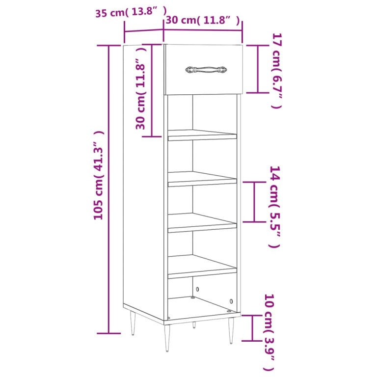 Pantofar, gri beton, 30x35x105 cm, lemn compozit