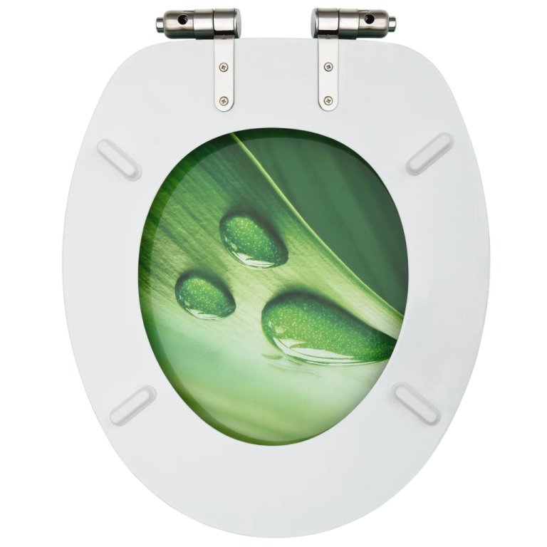 Scaune WC capac silențios, 2 buc., verde, MDF, model stropi