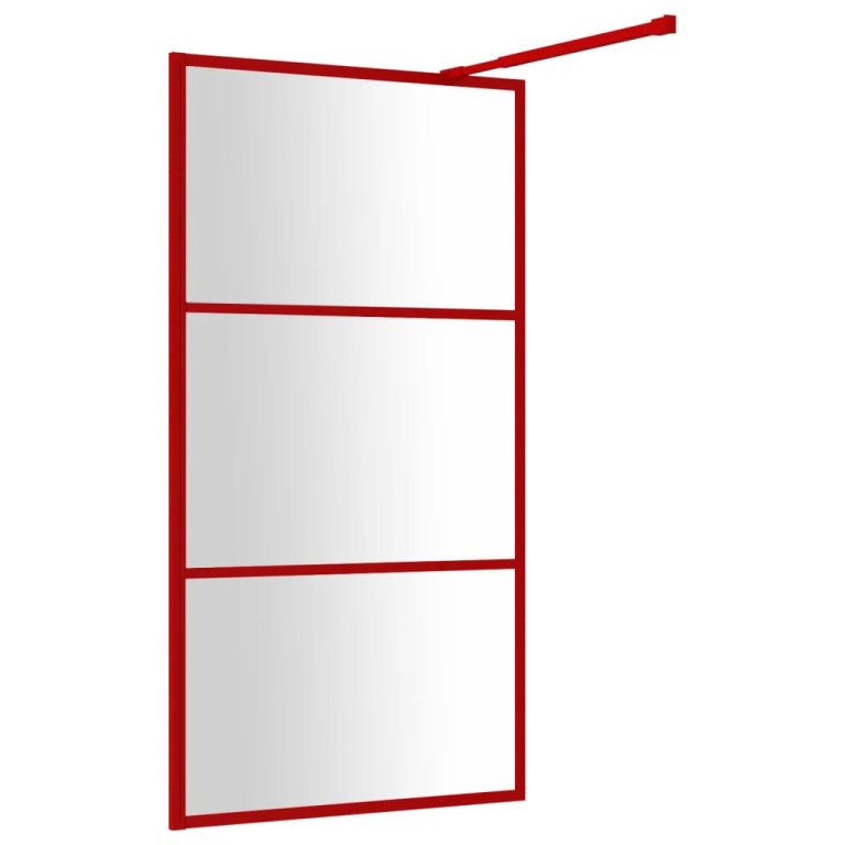 Paravan de duș walk-in roșu 115x195 cm sticlă ESG transparentă