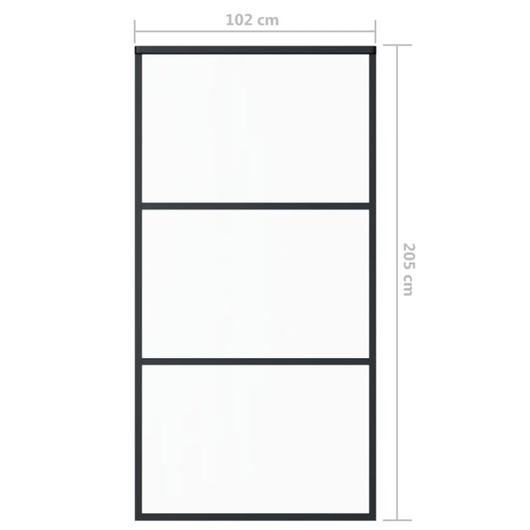 Ușă glisantă cu set feronerie, 102x205 cm, sticlă ESG/aluminiu