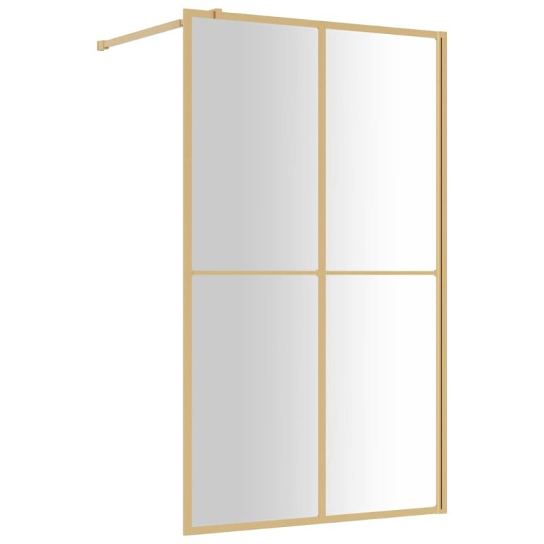 Paravan de duș walk-in auriu 115x195 cm sticlă ESG transparentă