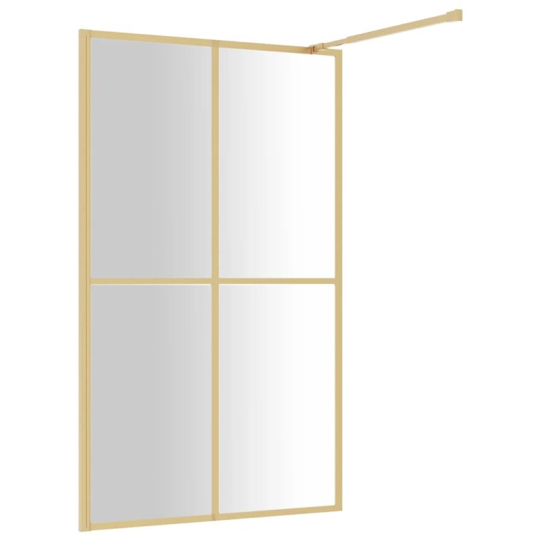 Paravan de duș walk-in auriu 115x195 cm sticlă ESG transparentă