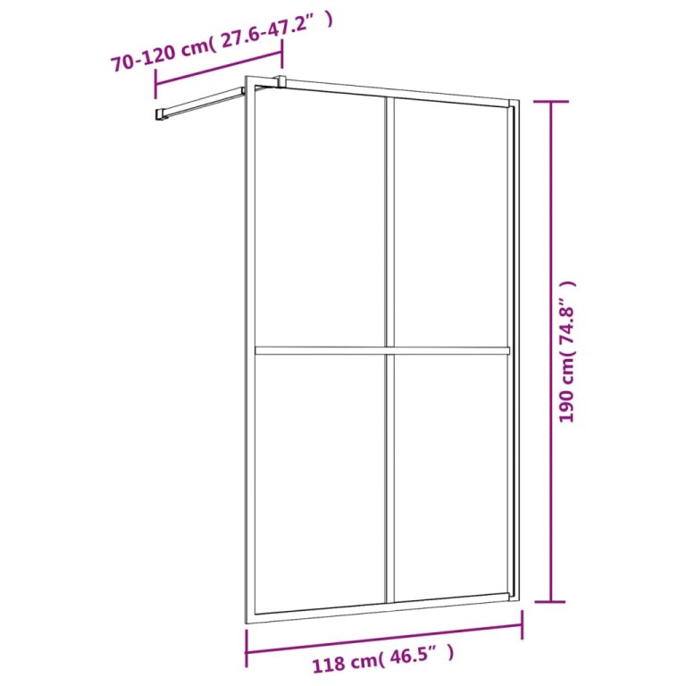 Paravan de duș walk-in auriu 115x195 cm sticlă ESG transparentă