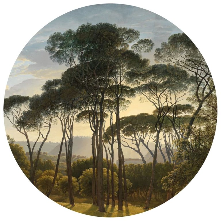 WallArt Tapet în formă de cerc „Umbrella Pines in Italy”, 142,5 cm