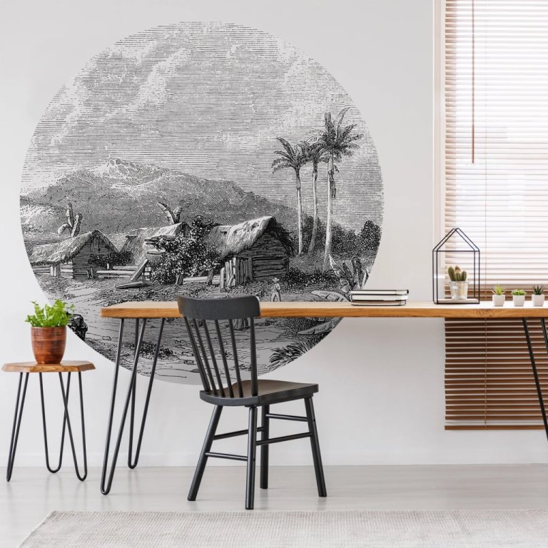 WallArt Tapet în formă de cerc „Landscape of Guadeloupe”, 190 cm