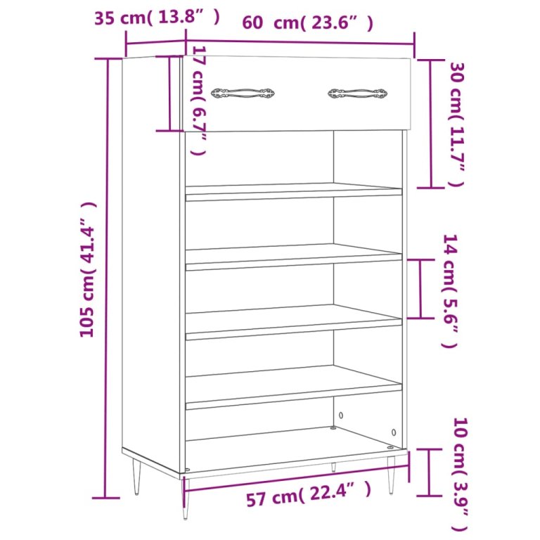 Pantofar, stejar sonoma, 60x35x105 cm, lemn compozit