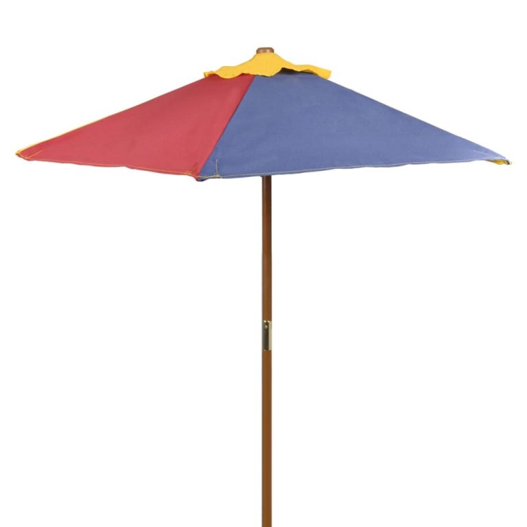 Masă de picnic pentru copii cu bănci & umbrelă, lemn multicolor