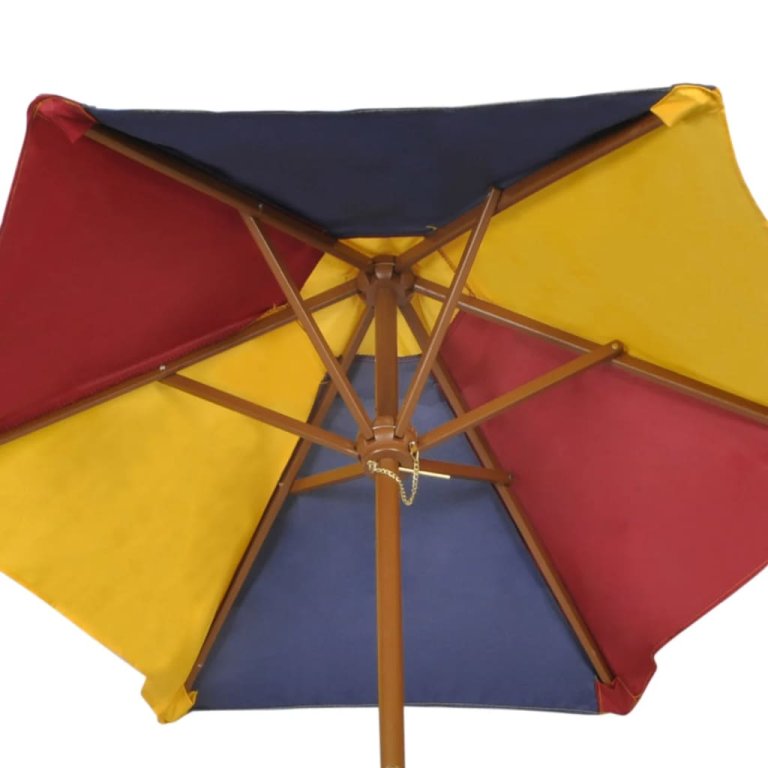 Masă de picnic pentru copii cu bănci & umbrelă, lemn multicolor