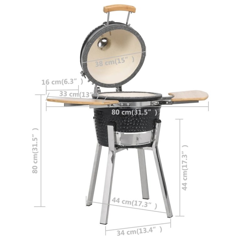 Grătar Kamado cu afumătoare din ceramică 81 cm