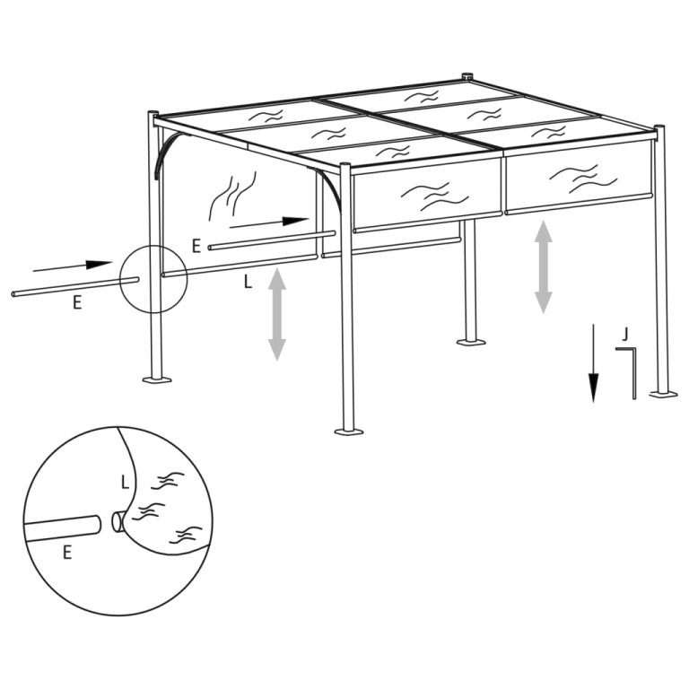 Pergolă de grădină cu acoperiș retractabil, antracit, 3 x 3 m