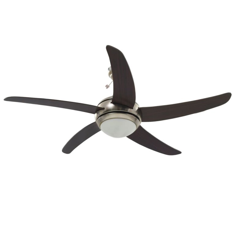 Ventilator tavan decorativ cu iluminare, 128 cm, maro