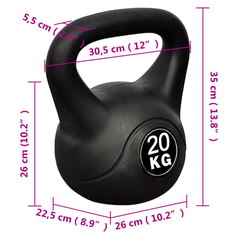 Greutate tip bilă cu mâner Kettlebell, 20 kg