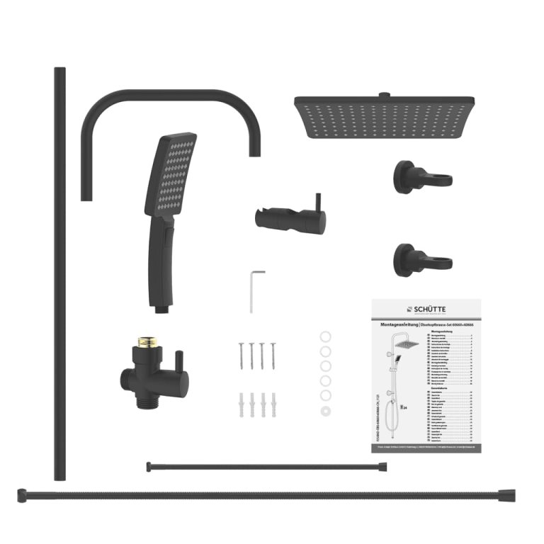 SCHÜTTE Set de duș deasupra capului MALLORCA, negru mat