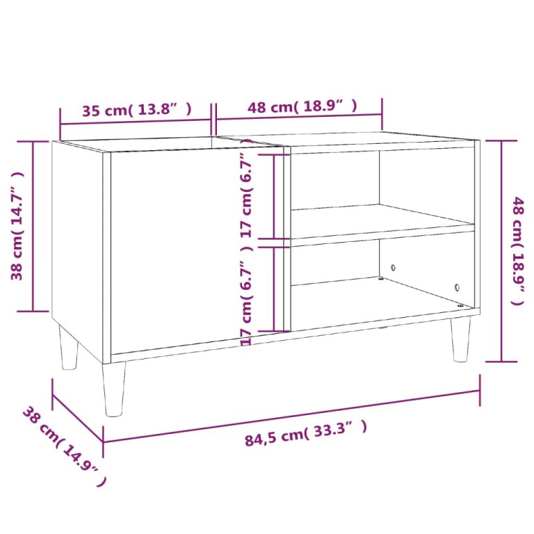 Dulap pentru discuri stejar afumat 84,5x38x48 cm lemn prelucrat